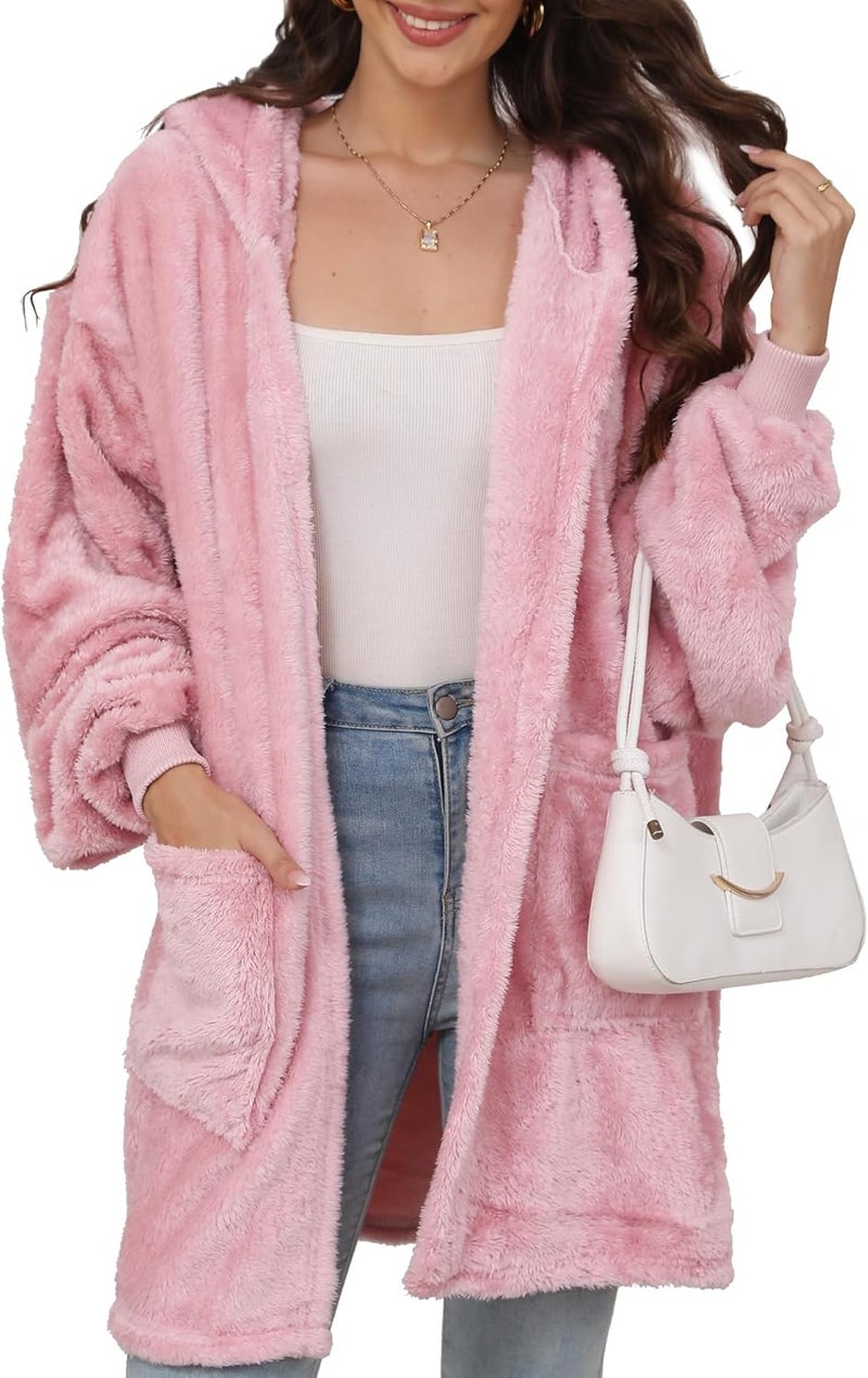 Argstar Hooded Cardigan for Women and Men, Oversized Sweatshirt Fuzzy Fleece Blanket Hoodie Jacket - One Size Fits All - Image 1